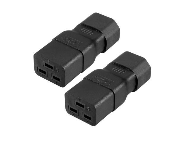 AC125V 15A/AC250V 10A IEC320 Male C14 to Female C19 Power Socket Adapter for Cord Connector 2 Pcs