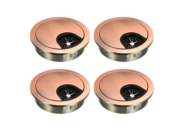 Cable Hole Cover, 2' Zinc Alloy Desk Grommet for Wire Organizer, 4 Pcs (Red Bronze)