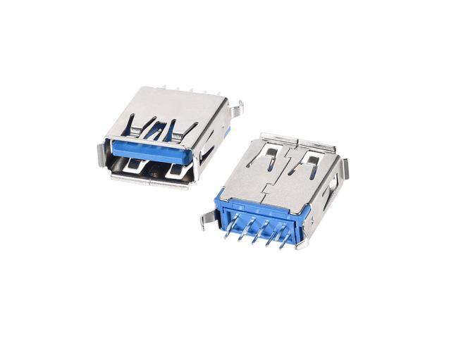 10PCS USB 3.0 Type A Female Socket Connector Jack Plug Port, 9-Pin DIP 180 Degree, Replacement Adapter