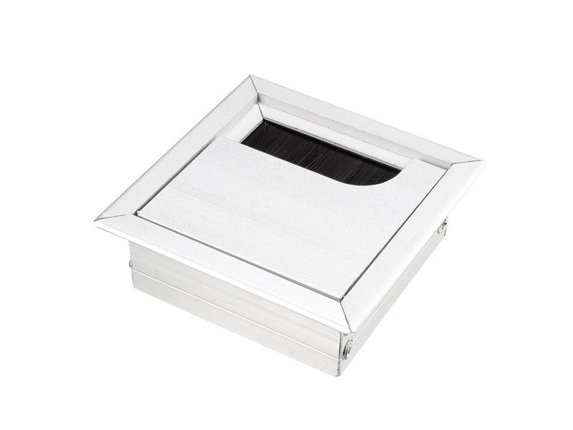 Cable Hole Cover, 69mm x 69mm Aluminum Alloy Desk Grommet for Wire Organizer (Silver Tone)