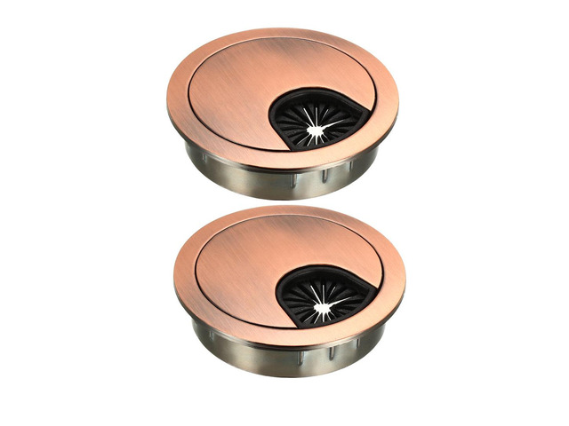 Cable Hole Cover, 2' Zinc Alloy Desk Grommet for Wire Organizer, 2 Pcs (Red Bronze)
