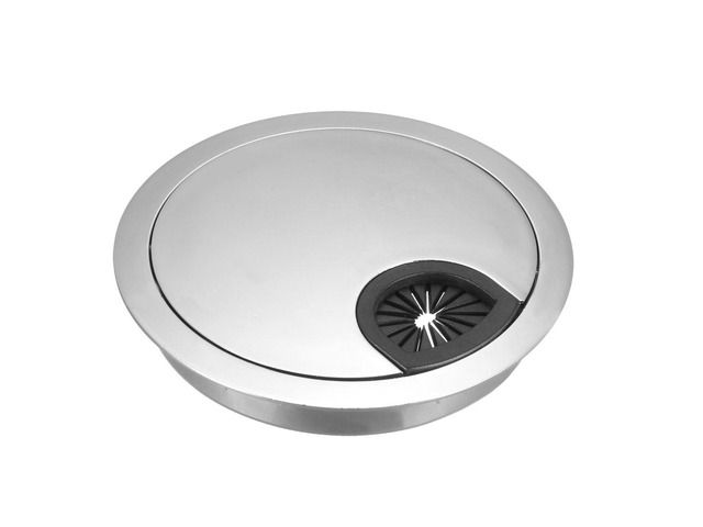 Cable Hole Cover, 3-1/8' Zinc Alloy Desk Grommet for Wire Organizer (Bright Silver)