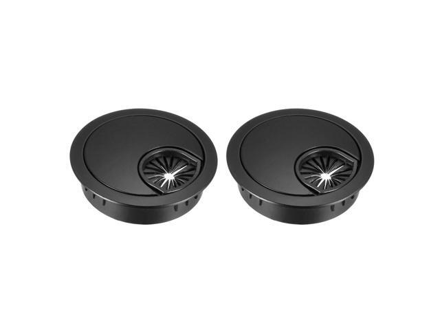 Cable Hole Cover, 2' Zinc Alloy Desk Grommet for Wire Organizer, 2 Pcs (Black)