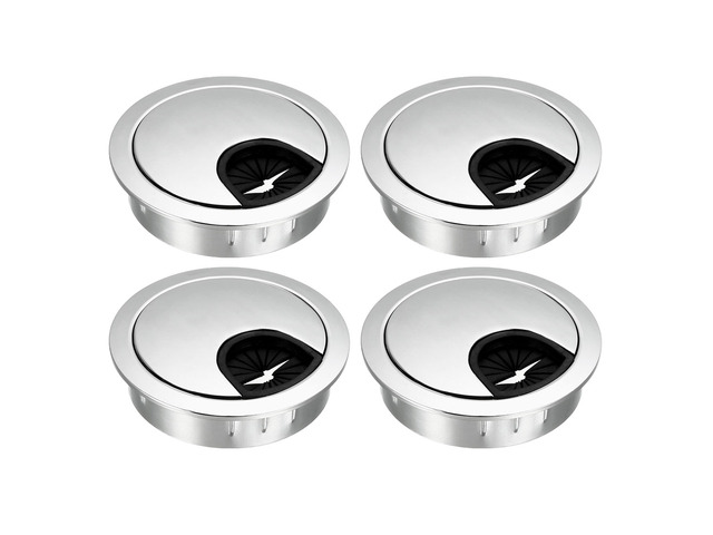 Cable Hole Cover, 2' Zinc Alloy Desk Grommet for Wire Organizer, 4 Pcs (Bright Silver)