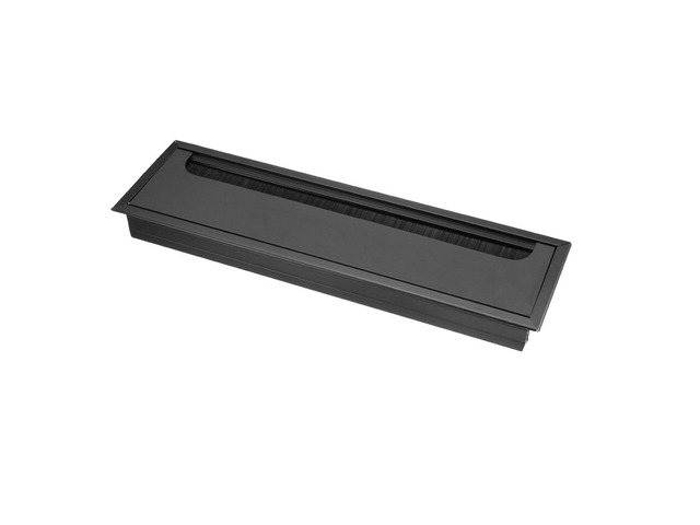 Cable Hole Cover, 269mm x 68mm Aluminum Alloy Desk Grommet for Wire Organizer (Black)