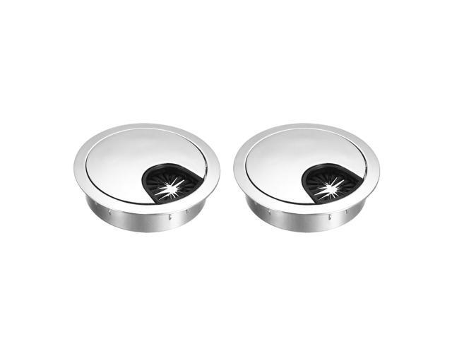 Cable Hole Cover, 2-1/8' Zinc Alloy Desk Grommet for Wire Organizer, 2 Pcs (Bright Silver)