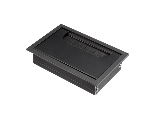 Cable Hole Cover, 108mm x 69mm Aluminum Alloy Desk Grommet for Wire Organizer (Black)