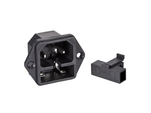 Panel Mount Plug Adapter AC 250V 10A C14 3Pins IEC Inlet Module Plug Power Connector Socket Straight Pack of 5