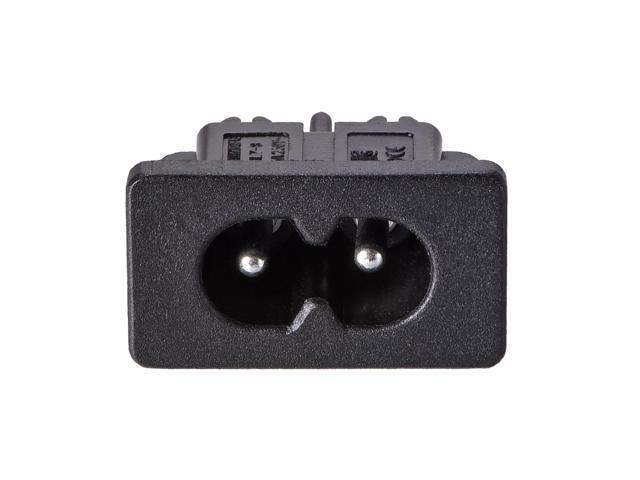 C8 Panel Mount Plug Adapter, 250V AC 2.5A 2 Pins IEC Inlet Module Plug Power Connector Socket Straight