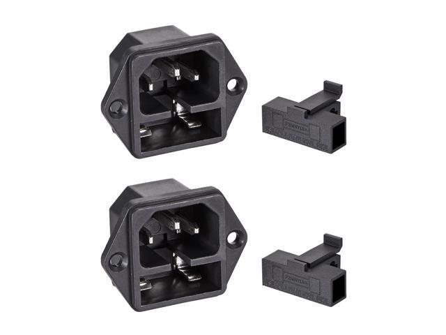 Panel Mount Plug Adapter AC 250V 10A C14 3Pins IEC Inlet Module Plug Power Connector Socket Straight Pack of 2