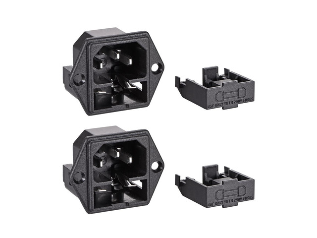 Panel Mount Plug Adapter 250V AC 10A C14 3 Pins IEC Inlet Module Plug Power Connector Socket Straight Pack of 2