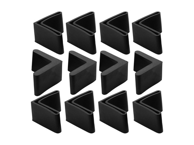 Furniture Angle Iron Foot Pads L Shaped Rubber Leg Covers Protectors 25 x 25mm 12 Pcs Black