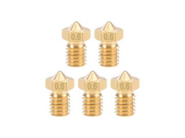 0.6mm 3D Printer Nozzle Head M6 Thread Replacement for V5 V6 1.75mm Extruder Print, Brass 5pcs