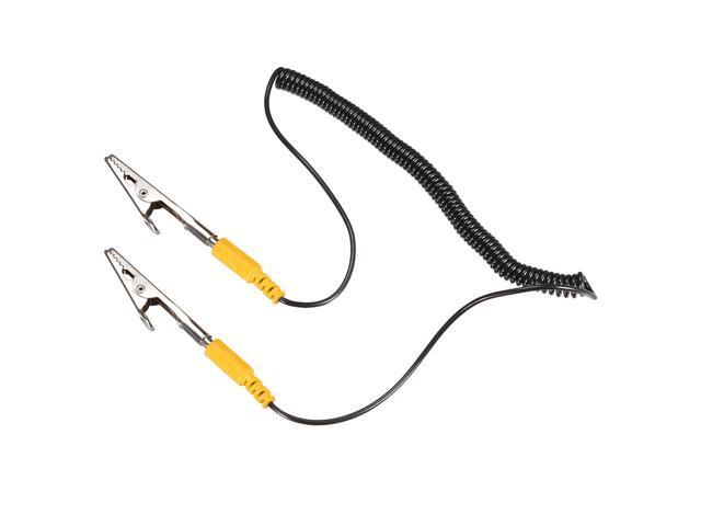 Anti-Static ESD Grounding Cable Coiled Cord, with Double Alligator Clip Claw