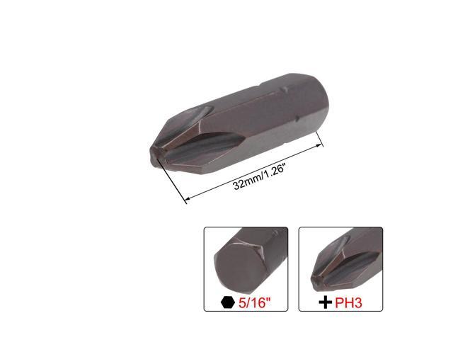 Phillips Bits 5/16 Inch 8mm Hex Shank 32mm Length Cross PH3 Magnetic Screw Driver S2 Screwdriver Bit