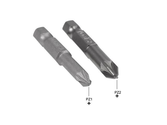 1/4-Inch Hex Shank Magnetic PZ1/PZ2 Pozidriv Screwdriver Bit 50mm Length S2 Screwdriver Bits 2pcs
