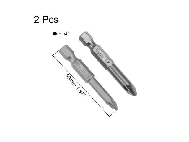 1/4-Inch Hex Shank Magnetic PZ1/PZ2 Pozidriv Screwdriver Bit 50mm Length S2 Screwdriver Bits 2pcs
