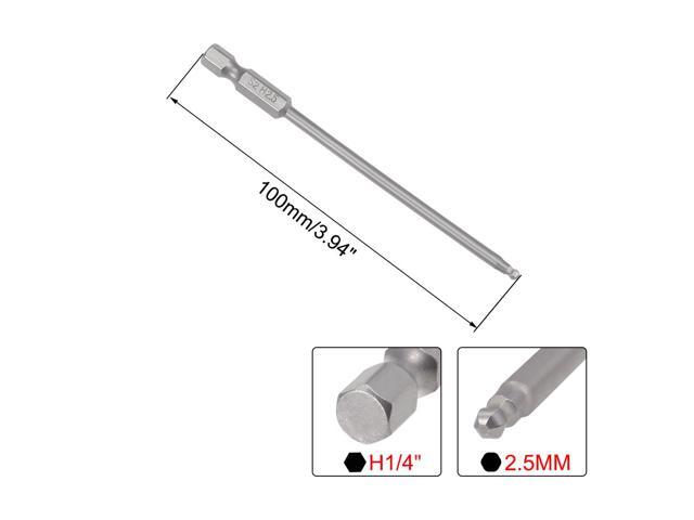 Ball End Hex Bits 1/4 Inch Hex Shank 100mm Length Magnetic 2.5MM Head Screwdriver S2 Screw Driver Bit