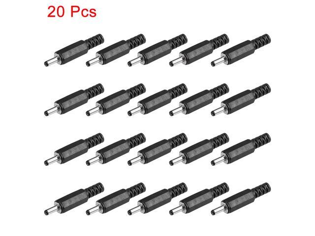 20Pcs DC Male Connector 3.5mm x 1.35mm Power Cable Jack Adapter Black