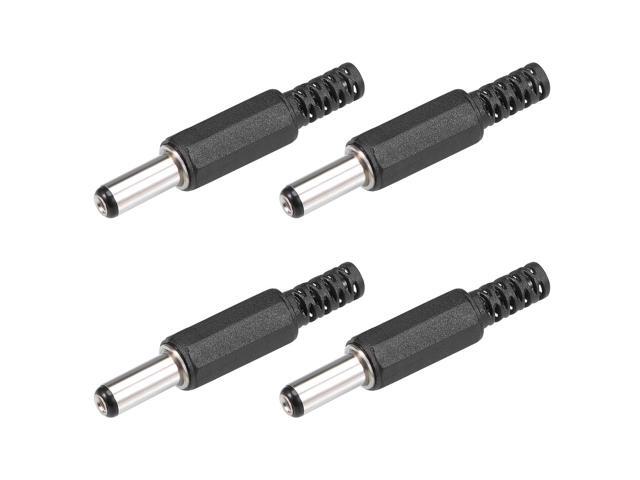 4Pcs DC Male Connector 5.5mm x 2.5mm x 14mm Power Cable Jack Adapter Black