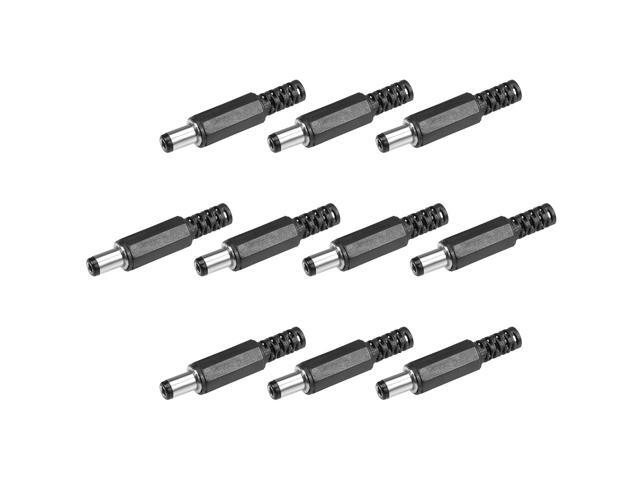 10Pcs DC Male Connector 5.5mm x 2.5mm x 9mm Power Cable Jack Adapter Black