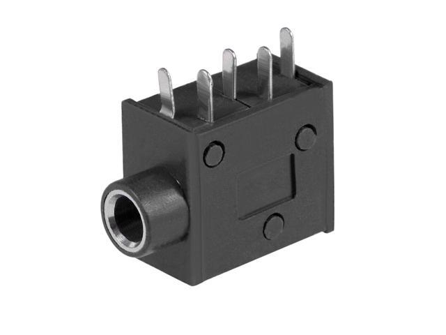 6Pcs PCB Mount 3.5mm 5 Pin Socket Headphone Stereo Jack Audio Video Connector Black PJ325