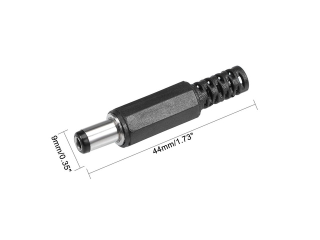 10Pcs DC Male Connector 5.5mm x 2.5mm x 9mm Power Cable Jack Adapter Black