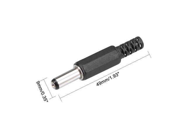 5Pcs DC Male Connector 5.5mm x 2.5mm x 14mm Power Cable Jack Adapter Black