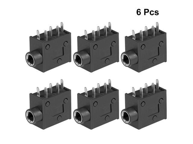 6Pcs PCB Mount 3.5mm 5 Pin Socket Headphone Stereo Jack Audio Video Connector Black PJ325