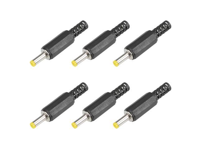 6Pcs DC Male Connector 4.0mm x 1.7mm Power Cable Jack Adapter Black