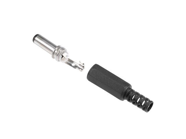 5Pcs DC Male Connector 5.5mm x 2.5mm x 14mm Power Cable Jack Adapter Black