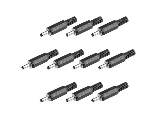 10Pcs DC Male Connector 3.5mm x 1.1mm Power Cable Jack Adapter Black