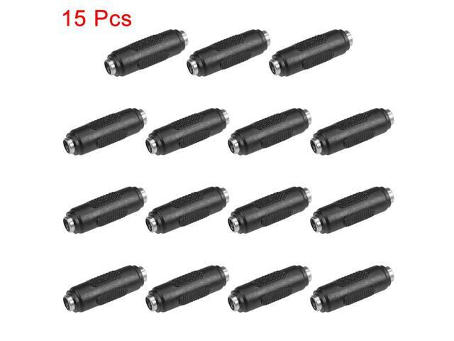 15Pcs DC Female to Female Connector 5.5mm x 2.1mm Power Cable Jack Adapter Black
