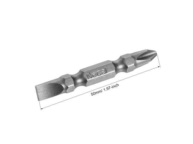 5pcs 1/4inch Hex Shank 50mm Length Magnetic Screwdriver SL6/PH2 Slotted-Phillips Double-Head Screwdriver Bits S2 Alloy Steel