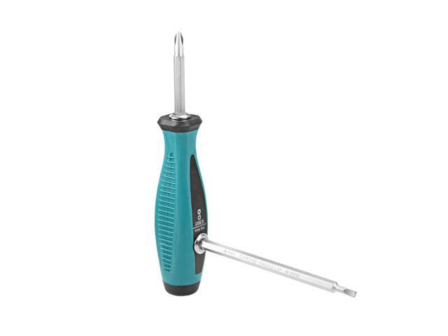 Magnetic Screwdriver 6 in 1 Dual Way Slotted Phillips Head 1/4inch Hex Shank Screwdrive Bits Set w Square Shaft Non Slip Comfortable Handle