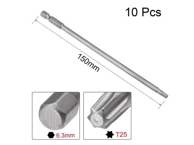 10 Pcs 1/4' Hex Shank T25 Magnetic Security Torx Screwdriver Bits 150mm Length