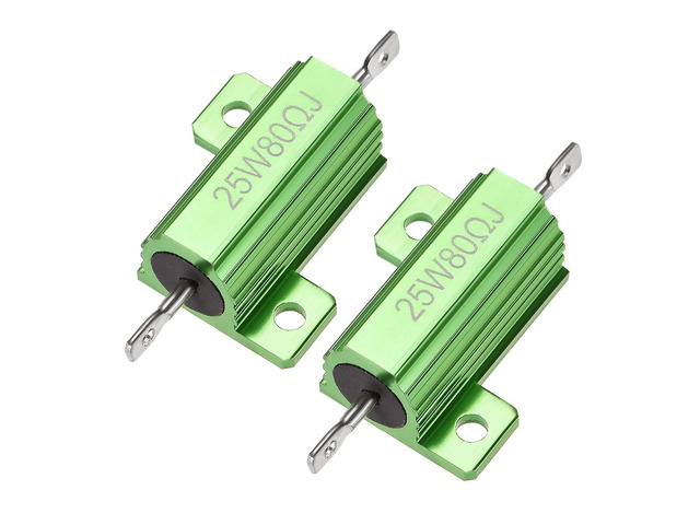 25W 80 Ohm 5% Aluminum Housing Resistor Screw Tap Chassis Mounted Aluminum Case Wirewound Resistor Load Resistor Green Tone 2 Pcs