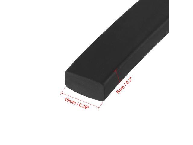 Solid Rectangle Rubber Seal Strip 10mm Wide 5mm Thick, 5 Meters Long Black