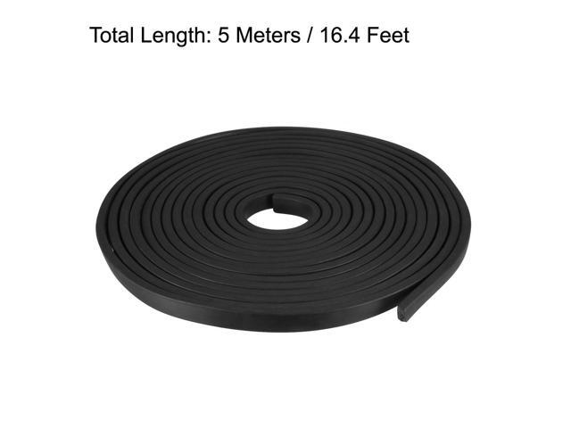 Solid Rectangle Rubber Seal Strip 10mm Wide 5mm Thick, 5 Meters Long Black