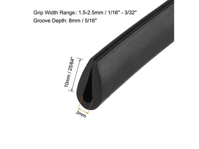 Edge Trim U Seal Black Plastic U Channel Edge Protector Fits 1/16'' - 3/32'' Edge 20 Feet Length