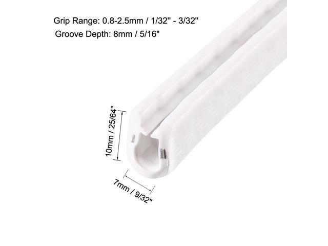 Edge Trim U Seal White Plastic U Channel Edge Protector Fits 1/32'' - 3/32'' Edge 10 Feet Length