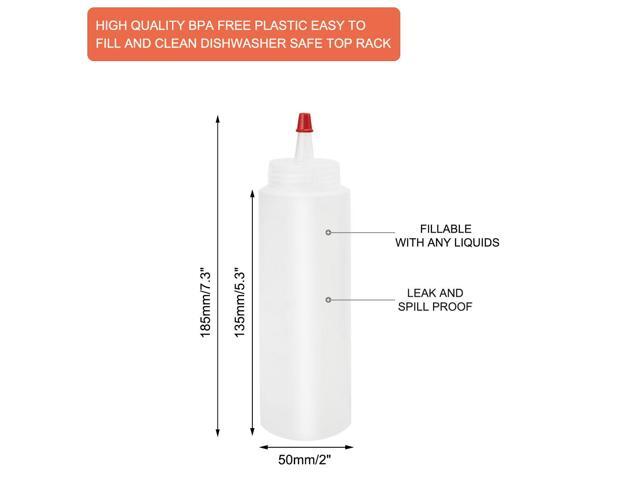 4pcs Plastic 8 Oz Red Tip Cap Squeeze Bottle Condiment Ketchup Mustard Dispenser