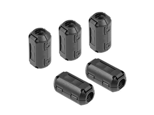 9mm Ferrite Cores Ring Clip-On RFI EMI Noise Suppression Filter Cable Clip, Black 5pcs