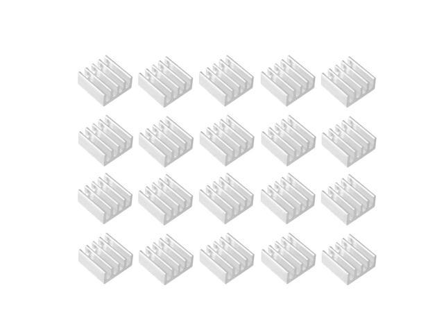 Aluminum Heatsink Cooler Circuit Board Cooling Fin Silver Tone 11mmx11mmx5mm 20Pcs for Led Semiconductor Integrated Circuit Device