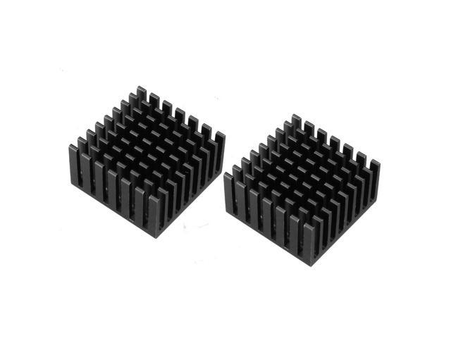 Aluminum Heatsink Cooler Circuit Board Cooling Fin Black 28mmx28mmx15mm 2Pcs for Led Semiconductor Integrated Circuit Device