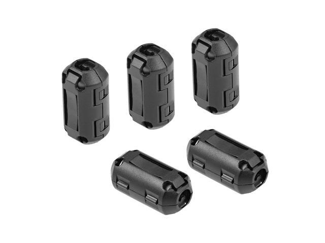 7mm Ferrite Cores Ring Clip-On RFI EMI Noise Suppression Filter Cable Clip, Black 5pcs