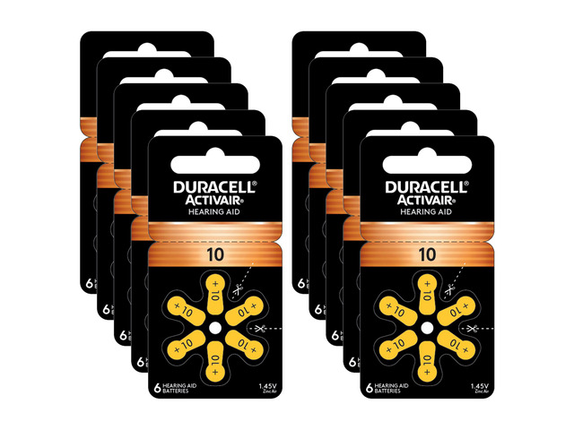 Duracell Size 10 Activair Hearing Aid Batteries 60 batteries