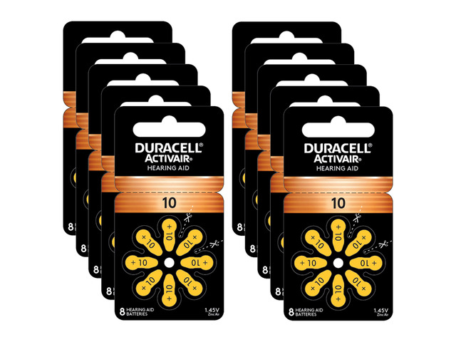 Duracell Size 10 Activair Hearing Aid Batteries 80 batteries
