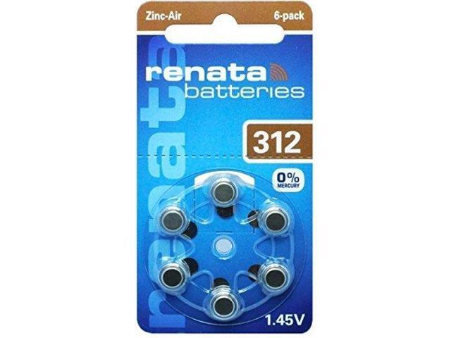 Renata Hearing Aid Battery ZA 312 Maratone Zinc Air Hearing Aid Pack of 6 pcs (1