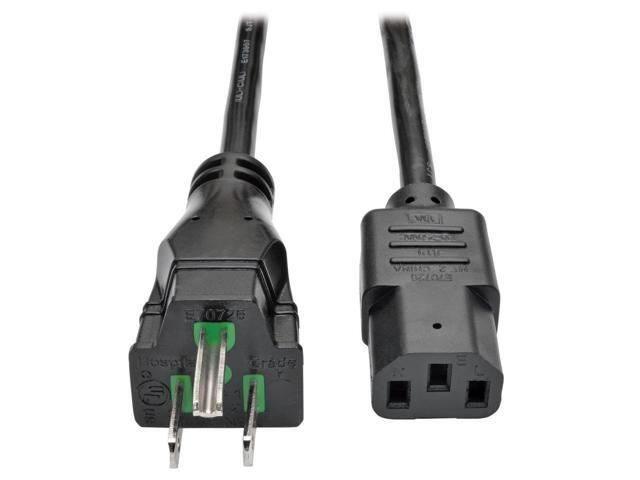 Tripp Lite Hospital-Grade Coiled Computer Power Cord, 10A, 18 AWG (NEMA 5-15P to IEC-320-C13), 8 ft. (P06-C08-HG10)